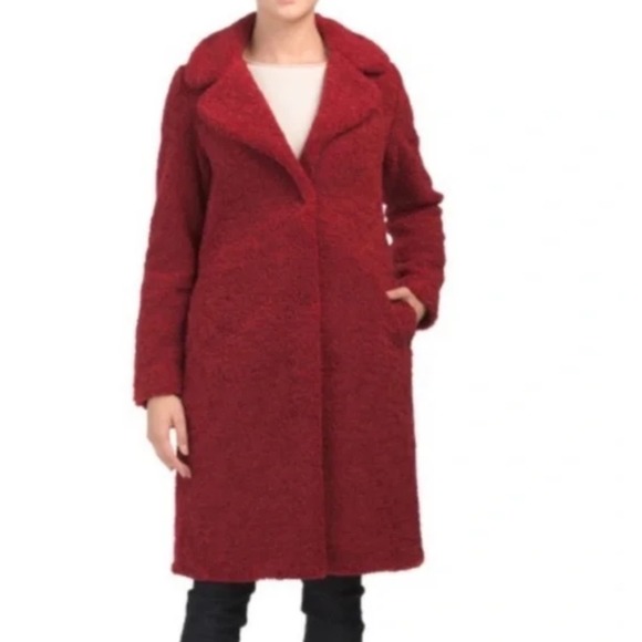 Rachel Zoe Burgundy Cozy Sherpa Coat Jacket Size S - Picture 1 of 9